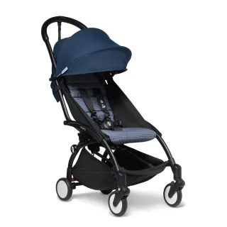 【STOKKE】YOYO 輕量型嬰兒推車6+經典組-法航藍(含YOYO2車架、6+顏色布件 贈6+雨罩及杯架(手推車/登機車))