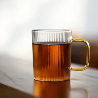 【渥思】日式簡約豎紋玻璃杯-300ml(咖啡杯.茶杯.水杯.馬克杯)