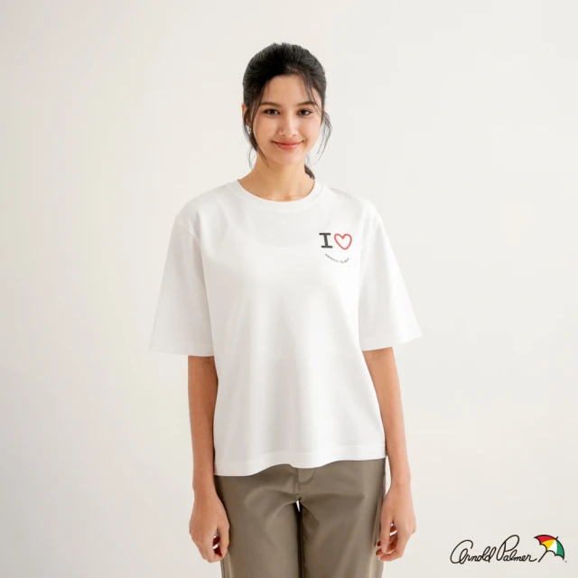 Arnold Palmer 雨傘 女裝-愛心微笑LOGO刺繡T恤(白色)