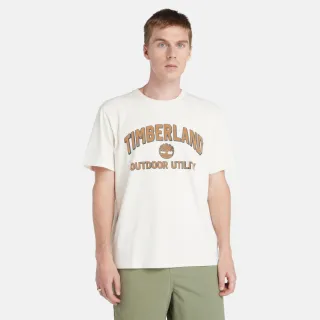 【Timberland】男款白色圖案短袖 T 恤(A42T5CR3)