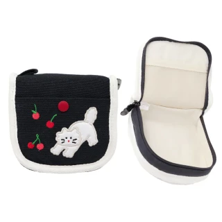 【QQ貓貓】卡通刺繡小貓收納包(耳機包 雜物包 口紅包 零錢包 萬用包 盥洗包 化妝包)