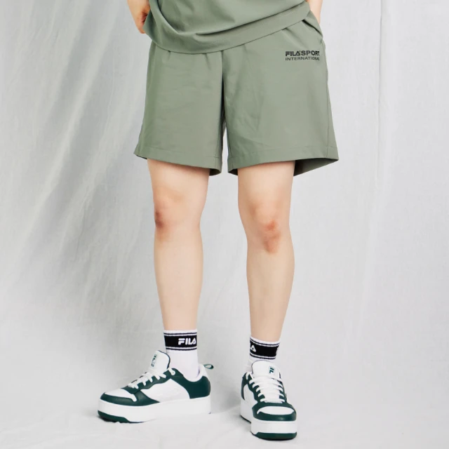 FILA官方直營 中性吸濕排汗平織短褲-綠色(1SHY-1468-OV)