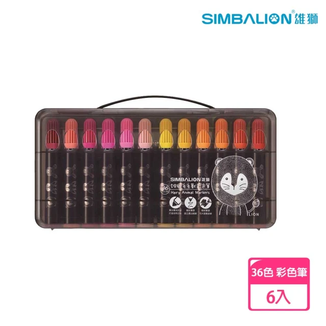 SIMBALION 雄獅文具 36色 毛毛獸彩色筆 6入(交換禮物 開學季 美術用品)