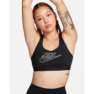 【NIKE 耐吉】Dri-FIT 運動內衣 中強度 AS W NK SWSH MED SPT FUTURA BR 女款 黑(FB4081010)