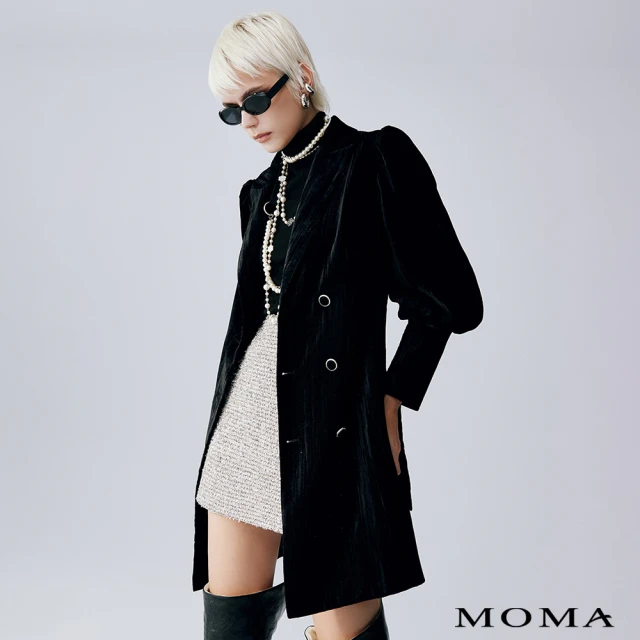 MOMA 華美絲絨洋裝式外套(黑色)好評推薦