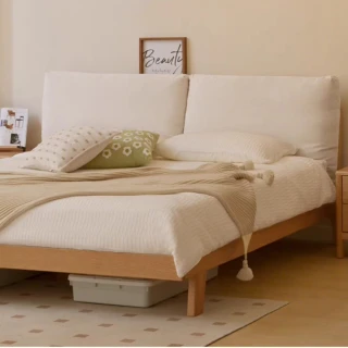 【Taoshop 淘家舖】W - 實木布藝軟包床新中式臥室傢具1.8米橡木主臥雙人床W110171820THZ(1.8X2米)