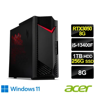 ACER 宏碁Acer 宏碁 24型電競螢幕組★i5 RTX3050電競電腦(N50-650/i5-13400F/8G/1TB+256G SSD/RTX3050/W11)