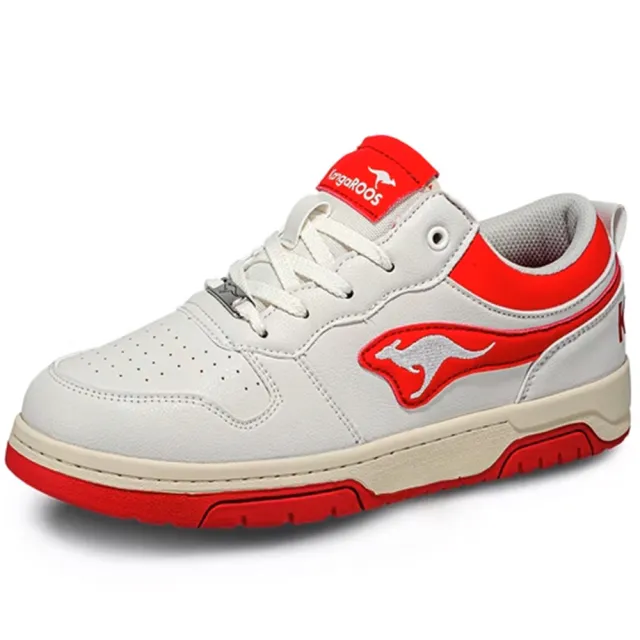 【KangaROOS】美國袋鼠鞋 男 GLIDE 低筒復古籃球鞋 白紅(KM32072)