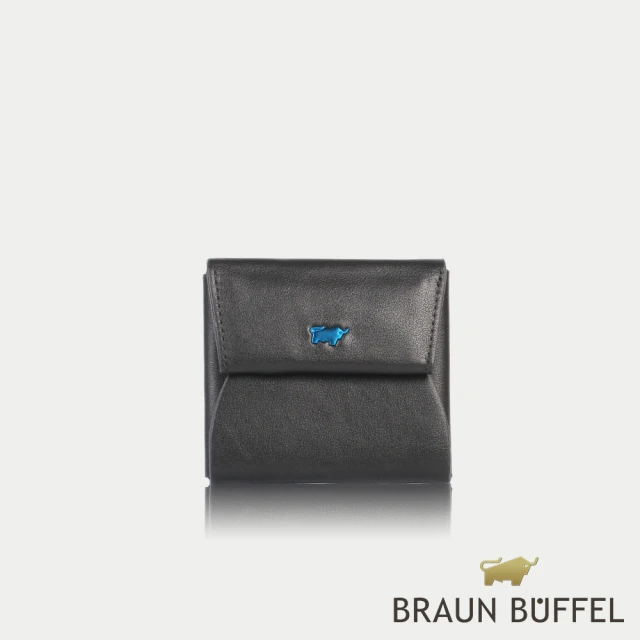 BRAUN BUFFEL 德國小金牛 台灣總代理 德羅姆 零錢包-黑色(BF505-160-BK)