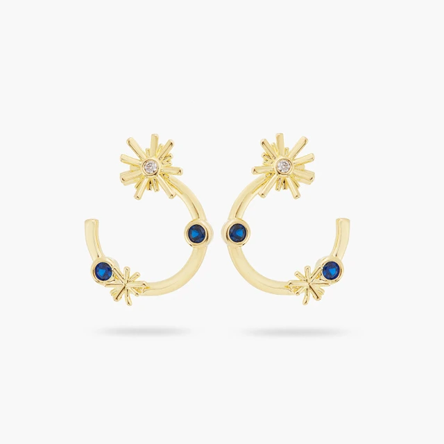 Les Nereides 星夜-金色星星與午夜藍色水晶耳環 