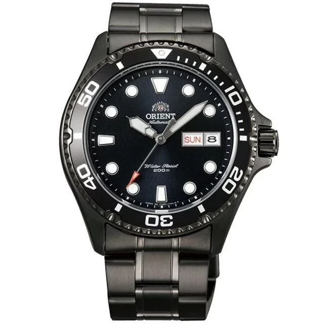 ORIENT 東方錶 官方授權T2 200m潛水機械錶 鋼帶款 黑色-錶徑41.5mm(FAA02003B)