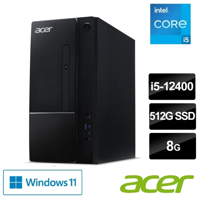 ACER 宏碁Acer 宏碁 27型電競螢幕組★i5六核電腦(Aspire TC-1750/i5-12400/8G/512G SSD/W11)