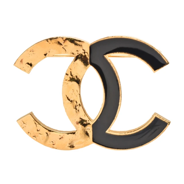 CHANEL 香奈兒 經典雙色水鑽雙C LOG造型穿式耳環(