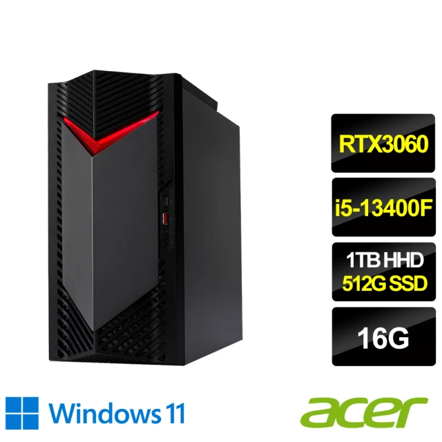 【Acer 宏碁】27型2K電競螢幕組★i5 RTX3060電競電腦(N50-650/i5-13400F/16G/1TB+512G/RTX3060/W11)