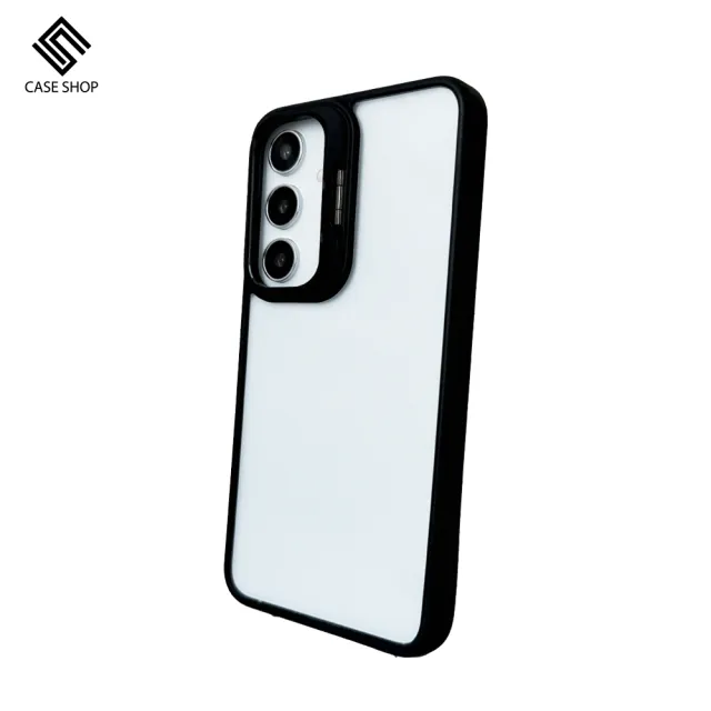 【CASE SHOP】Samsung S24+ 鏡頭支架站立保護殼-黑(可站立鏡頭框支架、一秒輕鬆追劇)