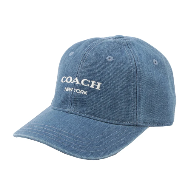COACH 刺繡標誌棉質棒球帽(牛仔藍)