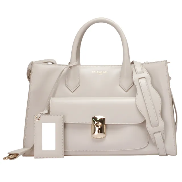 【Balenciaga 巴黎世家】PADLOCK WORK XS小羊皮手提/斜背包(小-藕灰-展示品347936-1340)(其他規格)