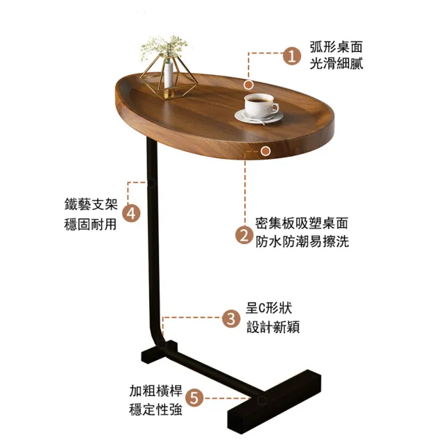 【E家工廠】輕奢木紋桌邊  茶几 茶幾  小茶幾 邊桌 小茶几 客廳桌 矮桌(061-HB邊桌黑+胡桃木色)