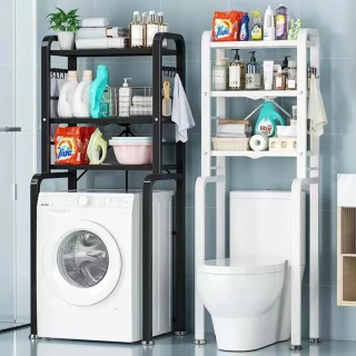 【E家工廠】洗衣機置物架 洗衣機架 多層洗衣機置物架 折疊洗衣機架(404-HB折叠洗衣机折叠架（黑色）)