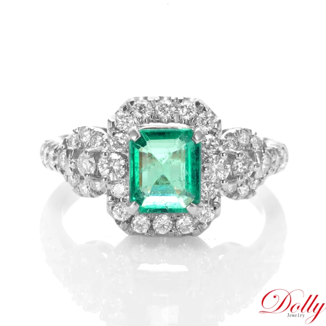 DOLLY 1克拉 18K金天然哥倫比亞祖母綠鑽石戒指(007)