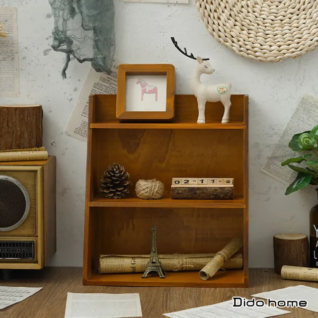 【Dido home】復古風 木製桌面三層置物架 桌上收納公仔架(HM281)