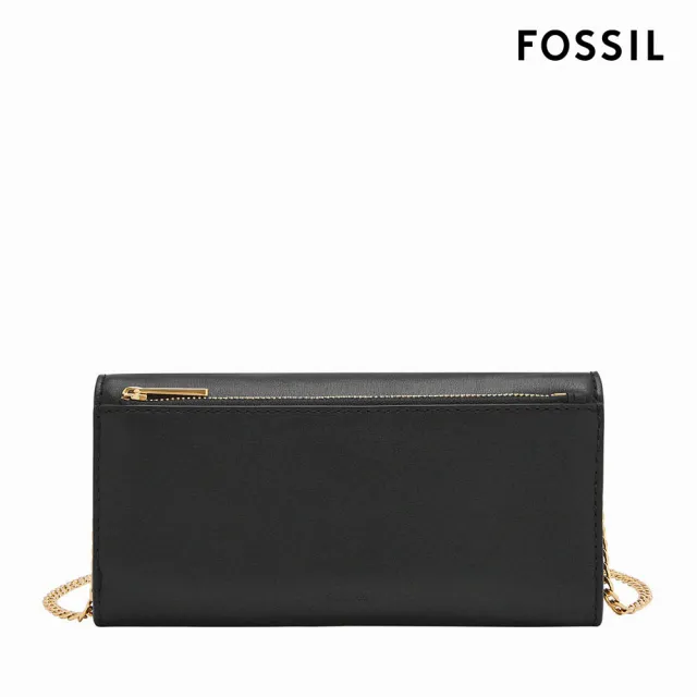 【FOSSIL 官方旗艦館】Penrose 真皮WOC長夾斜背包-黑色 ZB11035001