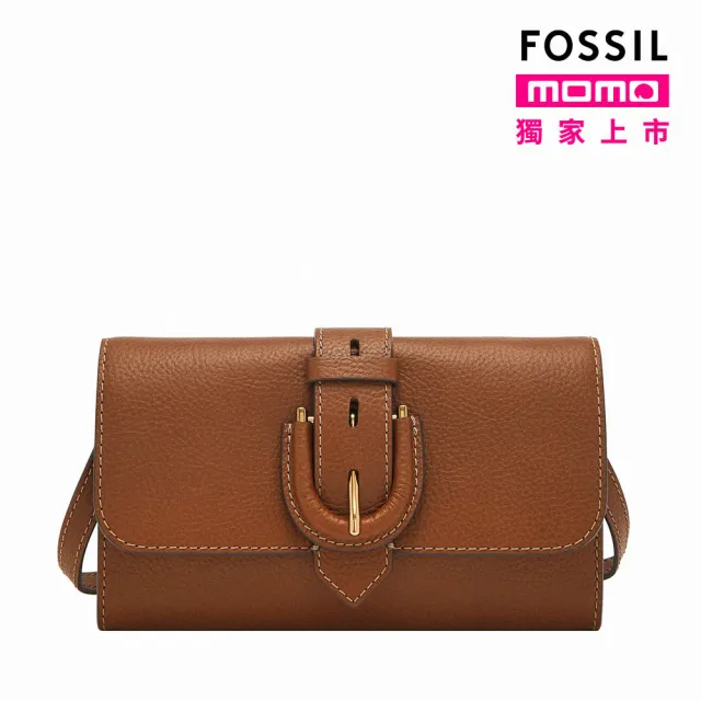 【FOSSIL 官方旗艦館】Harwell 真皮WOC長夾斜背包-咖啡色 ZB11001200