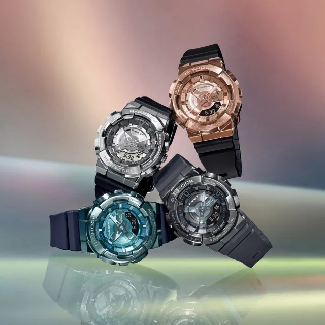 【CASIO 卡西歐】G-SHOCK 耀眼獨特 個性灰 金屬時尚 人氣雙顯 石英錶(GM-S110B-8A)
