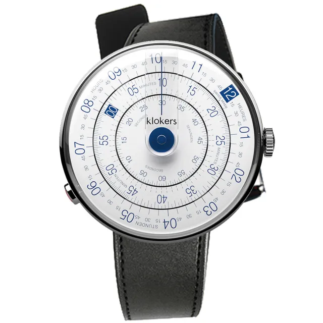 【klokers 庫克】KLOK-01-D4 藍色錶頭+單圈皮革錶帶
