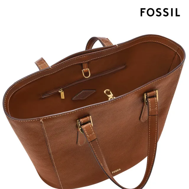 【FOSSIL 官方旗艦館】Tessa 真皮兩用大手提包-棕色 SHB3170210