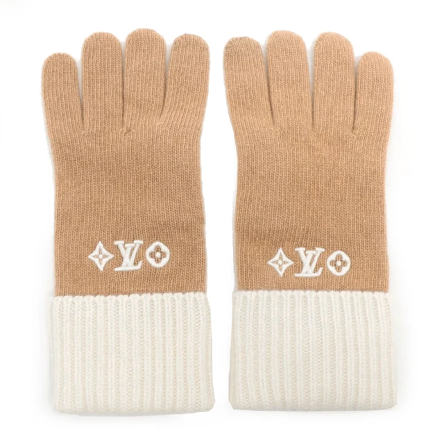【Louis Vuitton 路易威登】M77930 經典LOGO系列Headline Gloves純羊毛保暖手套(棕色)