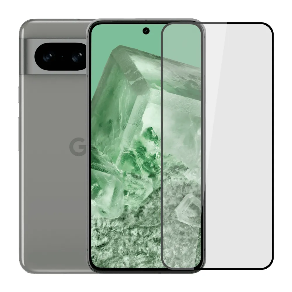 【YADI】Google Pixel 8 6.2吋 2023 水之鏡 AGC全滿版手機玻璃保護貼 黑(滑順防汙塗層 靜電吸附)