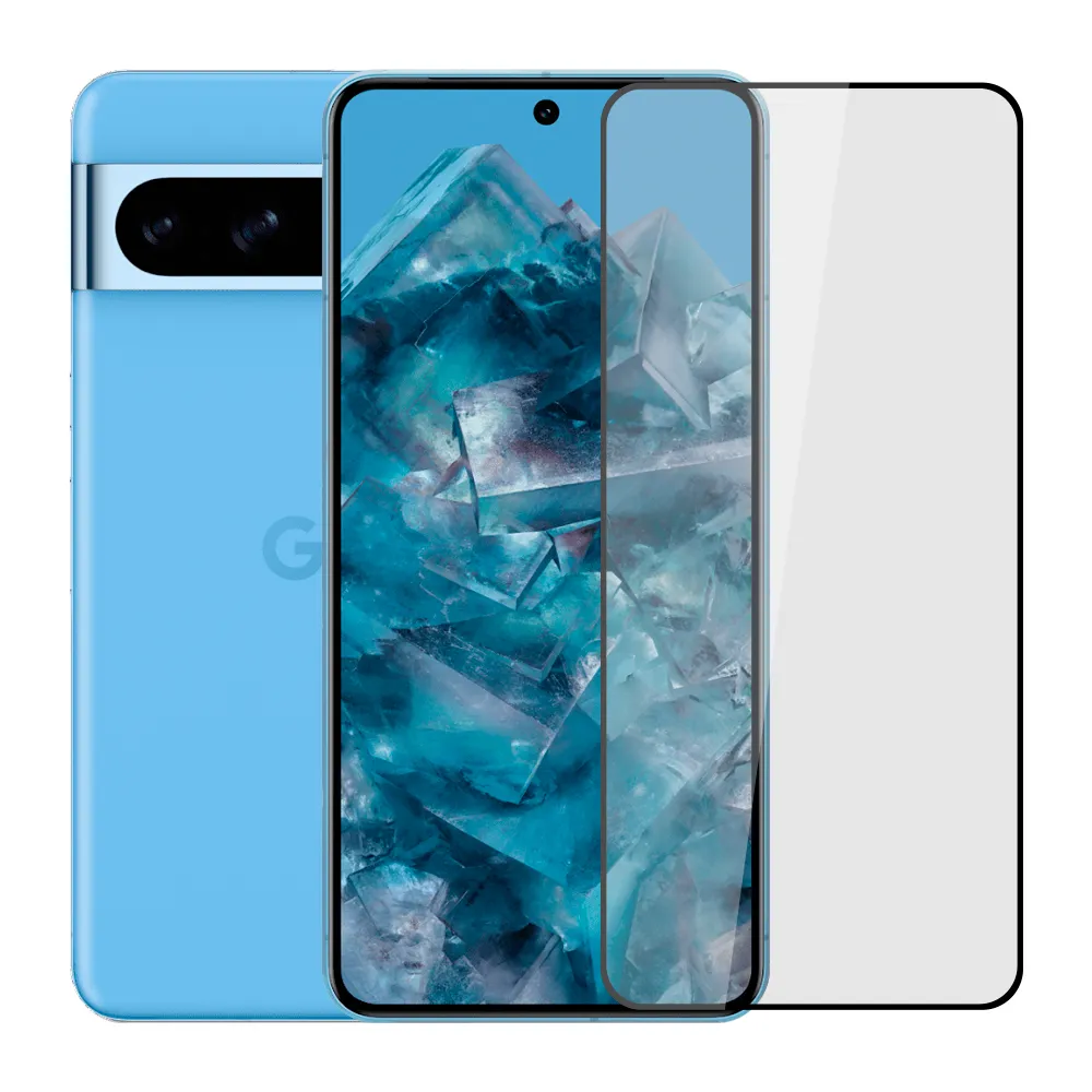 【YADI】Google Pixel 8 Pro 6.7吋 2023 水之鏡 AGC全滿版手機玻璃保護貼 黑(滑順防汙塗層 靜電吸附)