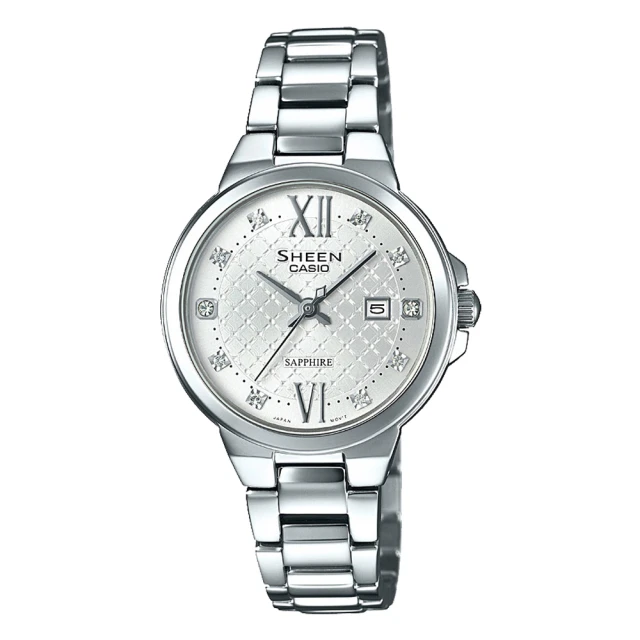 CASIO 卡西歐CASIO 卡西歐 SHEEN 施華洛士奇 氣質女錶 藍寶石水晶玻璃 不鏽鋼錶帶(SHE-4524D-7A)