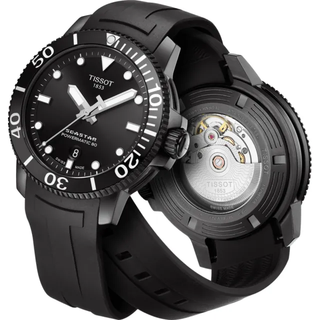 【TISSOT 天梭】水鬼 Seastar 海洋之星陶瓷潛水機械錶-PVD/43mm 開學(T1204073705100)