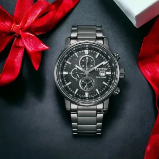 【CITIZEN 星辰】亞洲限定 情人節推薦款 光動能計時手錶-黑色 禮物 手錶(CA0845-83E)