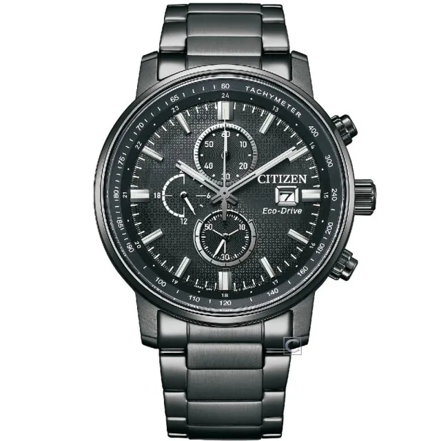 【CITIZEN 星辰】亞洲限定 情人節推薦款 光動能計時手錶-黑色 手錶 畢業 禮物(CA0845-83E)