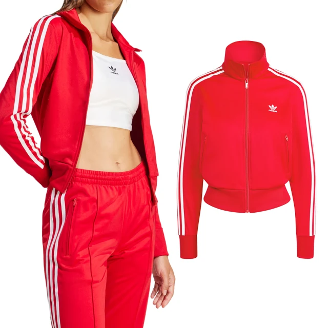 adidas 愛迪達adidas 愛迪達 Firebird TT 女款 紅色 休閒 經典 日常 短版 外套 IR8079