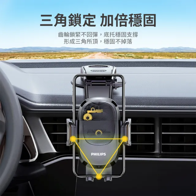 【Philips 飛利浦】汽車720度中控台導航手機支架(DLK3605)