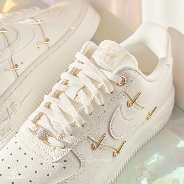 【NIKE 耐吉】Air Force 1 Mini Gold 女鞋 白色 小金勾 四勾 小白鞋 AF1 休閒鞋 FV3654-111