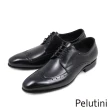 【Pelutini】雅致細孔雕花翼紋綁帶德比鞋 黑色(311017-BL)