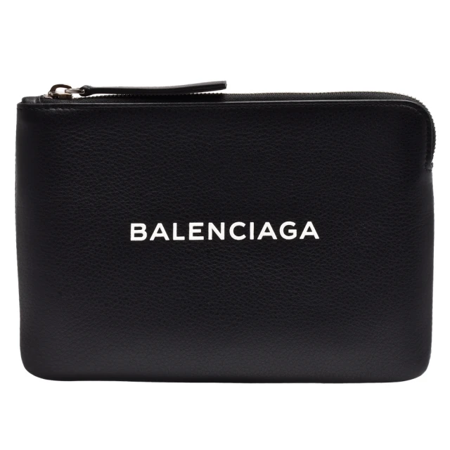 Balenciaga 巴黎世家 經典EVERYDAY系列品牌字母LOGO壓紋小牛皮拉鍊手拿包(黑492465-DLQ4N-1000)