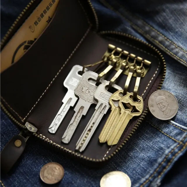 【希賽德】高級感牛皮鑰匙包 真皮鑰匙包 鑰匙皮套 皮革鑰匙圈 汽車鑰匙套 零錢鑰匙包 汽車鑰匙包(皮鑰匙圈)