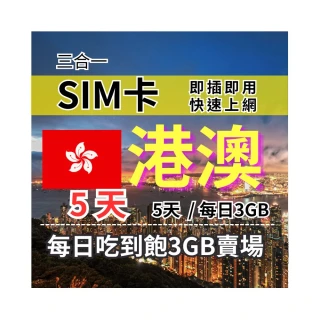 【CPMAX】港澳旅遊上網 5天每日3GB 高速流量(香港上網 SIM25)