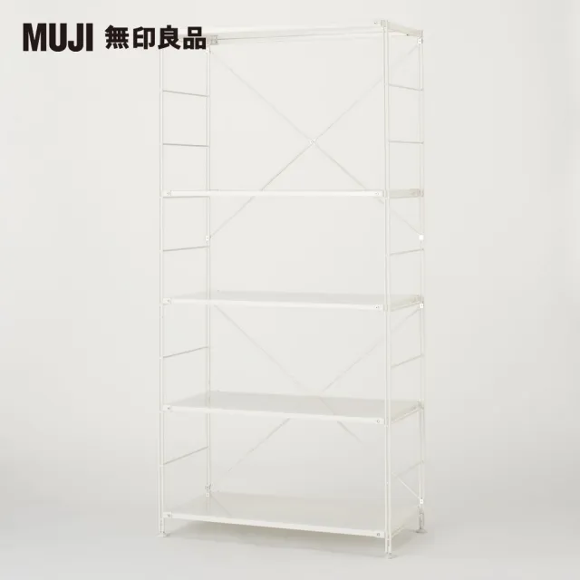 【MUJI 無印良品】SUS鋼製層架組/亮面淺灰/寬/大(大型家具配送)