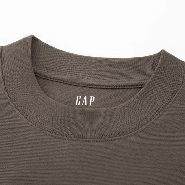 【GAP】男裝 Logo純棉圓領長袖T恤-灰粽色(452532)