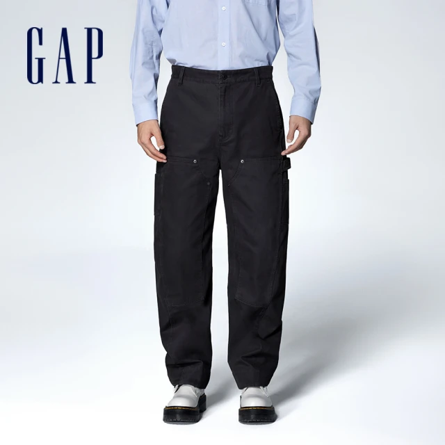 GAP 男裝 Logo純棉工裝褲-黑色(884777)