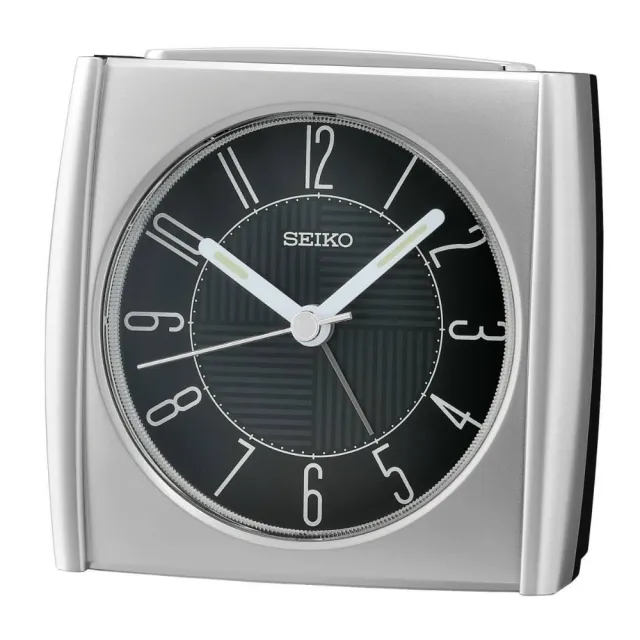 【SEIKO 精工】簡約時尚滑動式指針夜燈貪睡鬧鐘SK048(QHE205)