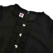 【ILEY 伊蕾】優雅甜美立領荷葉格紋緹花假兩件式洋裝(黑色；M-XL；1223017244)