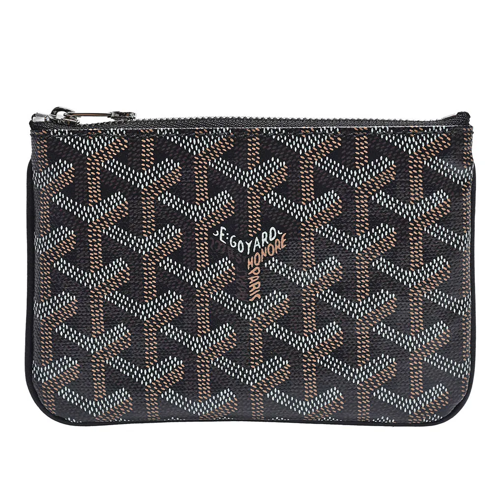 GOYARD 高雅德】經典滿版LOGO手工帆布拉鍊零錢包(黑APMSENAT2